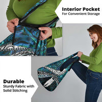 New Zealand Aotearoa Grocery Bag Maori Hei Rehua Paua Shell Glitter Green