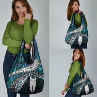 New Zealand Aotearoa Grocery Bag Maori Hei Rehua Paua Shell Glitter Green