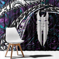 New Zealand Aotearoa Window Curtain Maori Hei Rehua Paua Shell Glitter Purple
