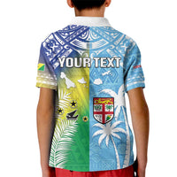 Personalised Happy Malampa Fiji Day Kid Polo Shirt Half Mix Style LT05 - Polynesian Pride