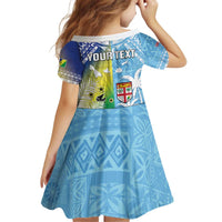 Personalised Happy Malampa Fiji Day Kid Short Sleeve Dress Half Mix Style LT05 - Polynesian Pride
