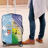 Happy Malampa Fiji Day Luggage Cover Half Mix Style LT05 Blue - Polynesian Pride