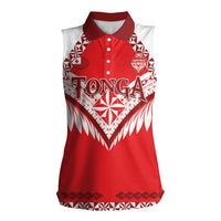 Custom Tonga Mate Maa Rugby Women Sleeveless Polo Shirt Go Champions LT05 Female Red - Polynesian Pride