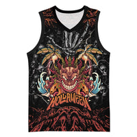 Aloha Halloween Basketball Jersey Horror Tiki Heavy Metal Style LT05 Unisex Black - Polynesian Pride