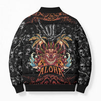 Aloha Halloween Bomber Puffer Jacket Horror Tiki Heavy Metal Style - Polynesian Pride