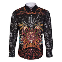 Aloha Halloween Family Matching Long Sleeve Bodycon Dress and Hawaiian Shirt Horror Tiki Heavy Metal Style - Polynesian Pride