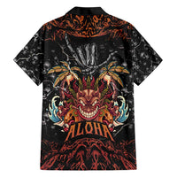 Aloha Halloween Family Matching Short Sleeve Bodycon Dress and Hawaiian Shirt Horror Tiki Heavy Metal Style - Polynesian Pride