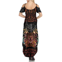 Aloha Halloween Family Matching Summer Maxi Dress and Hawaiian Shirt Horror Tiki Heavy Metal Style - Polynesian Pride