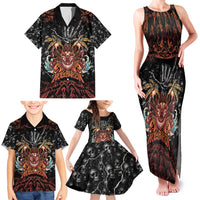 Aloha Halloween Family Matching Tank Maxi Dress and Hawaiian Shirt Horror Tiki Heavy Metal Style - Polynesian Pride