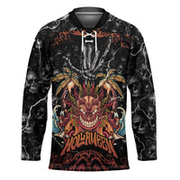Aloha Halloween Hockey Jersey Horror Tiki Heavy Metal Style LT05 Unisex Black - Polynesian Pride