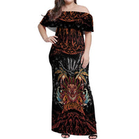 Aloha Halloween Off Shoulder Maxi Dress Horror Tiki Heavy Metal Style - Polynesian Pride