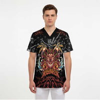 Aloha Halloween Scrub Top Horror Tiki Heavy Metal Style - Polynesian Pride