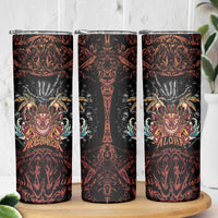 Aloha Halloween Skinny Tumbler Horror Tiki Heavy Metal Style - Polynesian Pride