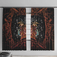 Aloha Halloween Window Curtain Horror Tiki Heavy Metal Style - Polynesian Pride