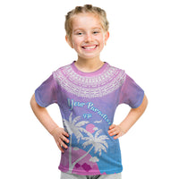 Personalised Fiji Your Paradise Festival Kid T Shirt With Fijian Masi Tapa Pattern LT05 Blue - Polynesian Pride