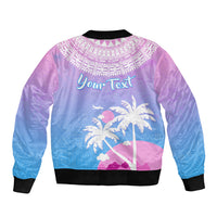 Personalised Fiji Your Paradise Festival Sleeve Zip Bomber Jacket With Fijian Masi Tapa Pattern LT05 - Polynesian Pride