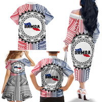 Samoa Black Saturday Family Matching Off Shoulder Long Sleeve Dress and Hawaiian Shirt Polynesian Tribal Simple Style LT05 - Polynesian Pride