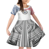 Samoa Black Saturday Family Matching Tank Maxi Dress and Hawaiian Shirt Polynesian Tribal Simple Style LT05 Daughter's Dress White - Polynesian Pride