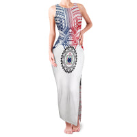 Samoa Black Saturday Family Matching Tank Maxi Dress and Hawaiian Shirt Polynesian Tribal Simple Style LT05 Mom's Dress White - Polynesian Pride