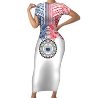 Samoa Black Saturday Short Sleeve Bodycon Dress Polynesian Tribal Simple Style LT05 Long Dress White - Polynesian Pride