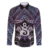 New Zealand Maori Family Matching Short Sleeve Bodycon Dress and Hawaiian Shirt Poutama Pikorua Purple Paua Shell