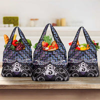New Zealand Maori Grocery Bag Poutama Pikorua Purple Paua Shell