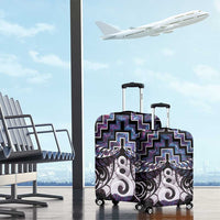 New Zealand Maori Luggage Cover Poutama Pikorua Purple Paua Shell