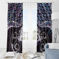 New Zealand Maori Window Curtain Poutama Pikorua Purple Paua Shell