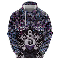 New Zealand Maori Zip Hoodie Poutama Pikorua Purple Paua Shell