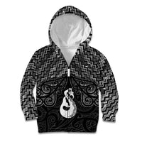 New Zealand Maori Kid Hoodie Poutama Manaia Black Paua Shell LT05 Zip Hoodie Black - Polynesian Pride