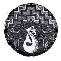 New Zealand Maori Spare Tire Cover Poutama Manaia Black Paua Shell LT05 - Polynesian Pride