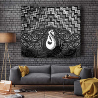 New Zealand Maori Tapestry Poutama Manaia Black Paua Shell LT05 Black - Polynesian Pride