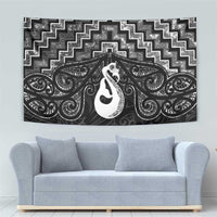 New Zealand Maori Tapestry Poutama Manaia Black Paua Shell LT05 - Polynesian Pride
