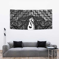 New Zealand Maori Tapestry Poutama Manaia Black Paua Shell LT05 - Polynesian Pride