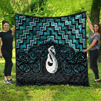 New Zealand Maori Quilt Poutama Manaia Turquoise Paua Shell LT05 - Polynesian Pride