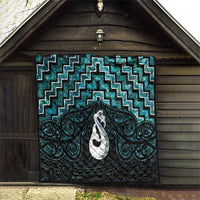 New Zealand Maori Quilt Poutama Manaia Turquoise Paua Shell LT05 - Polynesian Pride