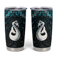 New Zealand Maori Tumbler Cup Poutama Manaia Turquoise Paua Shell