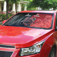New Zealand And England Rugby Auto Sun Shade Red Rose Mix Maori Pattern LT05 - Polynesian Pride