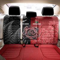 New Zealand And England Rugby Back Car Seat Cover Red Rose Mix Maori Pattern LT05 - Polynesian Pride