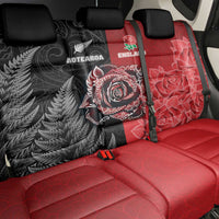 New Zealand And England Rugby Back Car Seat Cover Red Rose Mix Maori Pattern LT05 - Polynesian Pride
