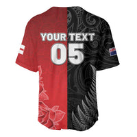 New Zealand And England Rugby Custom Baseball Jersey Red Rose Mix Maori Pattern LT05 - Polynesian Pride