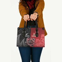 New Zealand And England Rugby Leather Bag Red Rose Mix Maori Pattern LT05 - Polynesian Pride