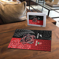 New Zealand And England Rugby Puzzle Red Rose Mix Maori Pattern LT05 - Polynesian Pride