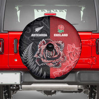 New Zealand And England Rugby Spare Tire Cover Red Rose Mix Maori Pattern LT05 - Polynesian Pride