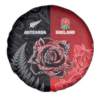 New Zealand And England Rugby Spare Tire Cover Red Rose Mix Maori Pattern LT05 - Polynesian Pride