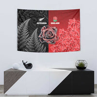 New Zealand And England Rugby Tapestry Red Rose Mix Maori Pattern LT05 - Polynesian Pride