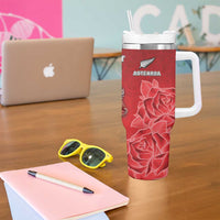 New Zealand And England Rugby Custom Tumbler With Handle Red Rose Mix Maori Pattern - Polynesian Pride
