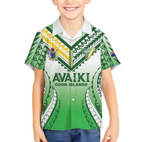 Custom Cook Islands Avaiki Rugby Family Matching Puletasi and Hawaiian Shirt Go Champions LT05 Son's Shirt Green - Polynesian Pride