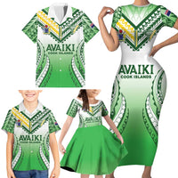Custom Cook Islands Avaiki Rugby Family Matching Short Sleeve Bodycon Dress and Hawaiian Shirt Go Champions - Polynesian Pride