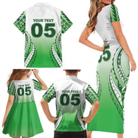 Custom Cook Islands Avaiki Rugby Family Matching Short Sleeve Bodycon Dress and Hawaiian Shirt Go Champions - Polynesian Pride